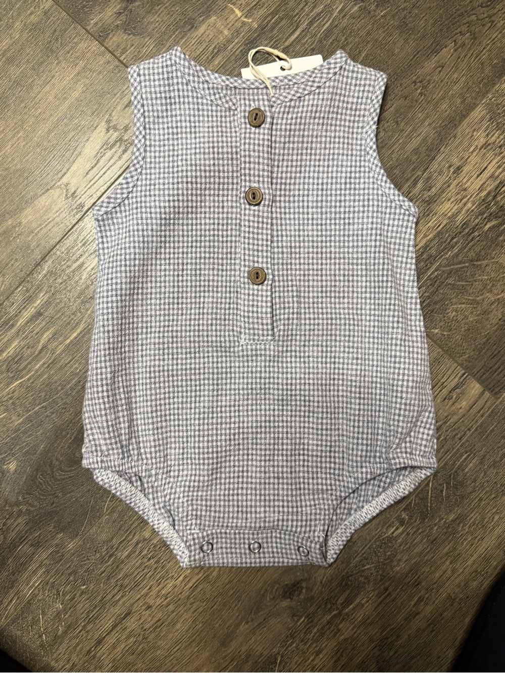 Blue Gingham Baby Bodysuit Romper - Unbranded